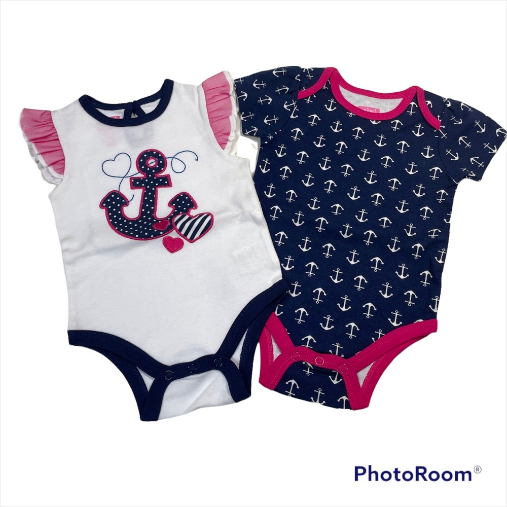 NWOT Mini Bean 2pk sailor theme bodysuit size 3-6M